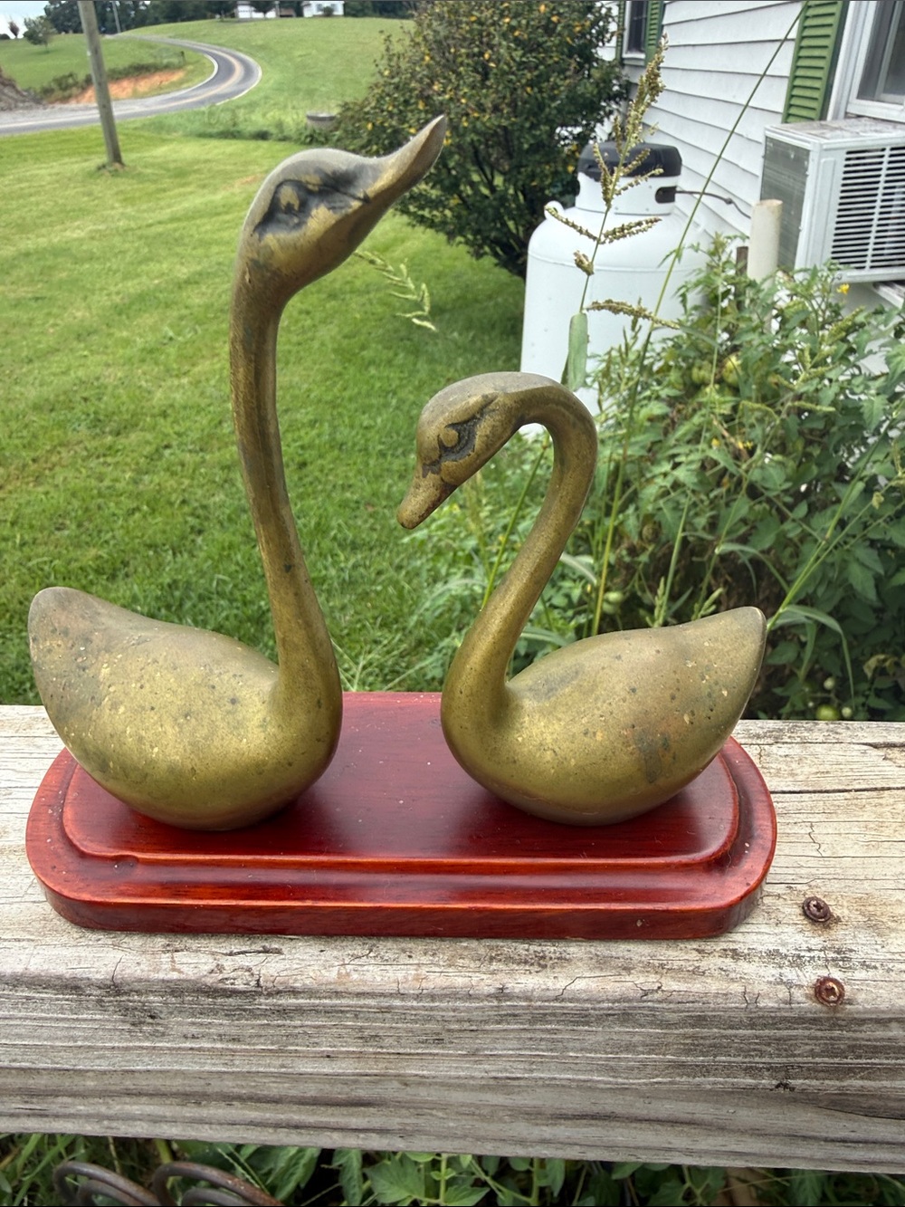 Brass Swan Pair Decorative Figurines in Gold